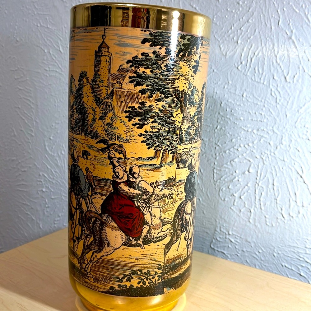 Vintage IL Verrocchio Vase Florence Italy, Brown, and gold
